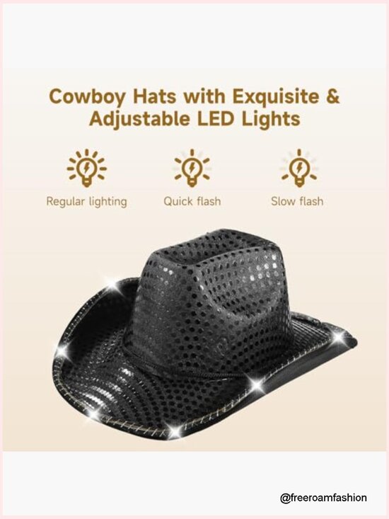 20 LED Light Up Cowboy Hats with Heart Star Glasses Costume Set